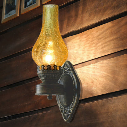 Applique en bronze à silhouette de lanterne à huile – Éclairage d'ambiance de 42 cm pour entrées et chambres – Douille E26 – Luminaire intérieur encastré