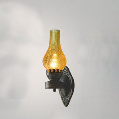 Oil-Inspired Bronze Sconce with Curved Glass Shade – Hardwired E26 Socket for Hallways & Bedrooms – 16.5 in Tall Vintage Fixture for Entrywa