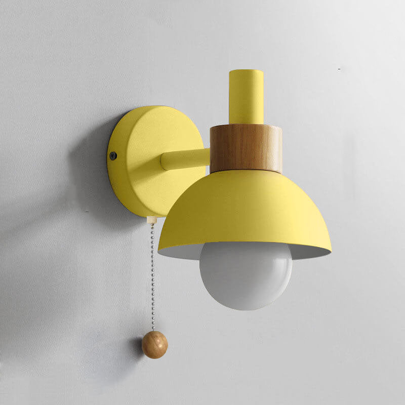 Globe Wall Light with Pull Chain Switch for Bedroom & Living Room – Dome Shade Sconce, Vintage-Inspired Design