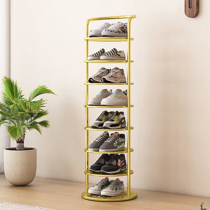 Vertical Footwear Tower 30 in Tall Multi-Level Steel Frame Hallway Organizer Slim Profile Space Saver for Apartments Dorms Modern Entryways