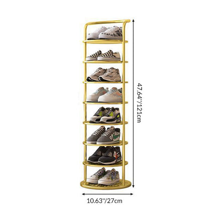 Metal Shoe Rack Tower – Vertical Round Organizer for Entryway & Closet – 5 to 8 Tier Storage