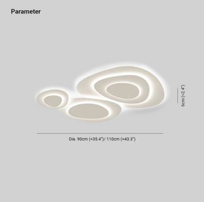 Plafonnier LED trois anneaux en métal blanc, 43 po de largeur, intensité réglable, pour chambre, salon, salle à manger, style moderne à profil bas