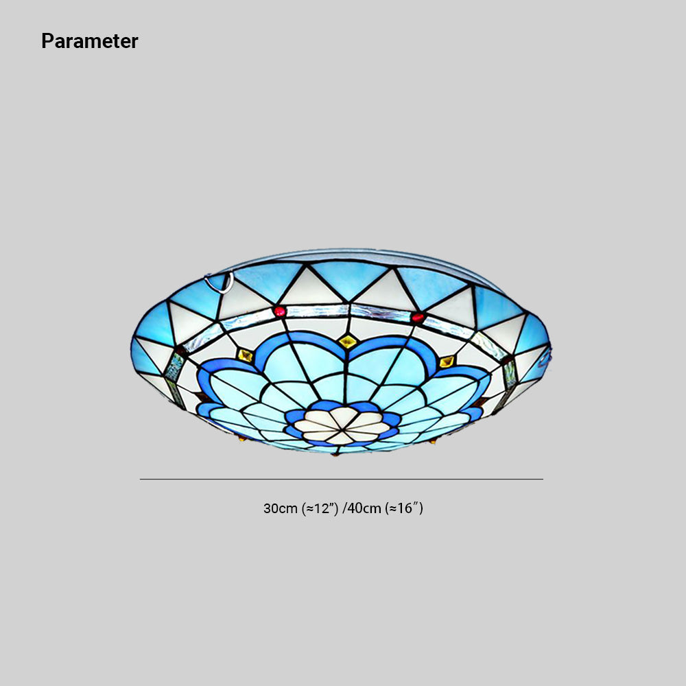 Colorful Glass Semicircle Flush Mount Ceiling Light for Living Room & Bedroom | Modern Artistic Overhead Lighting Fixture