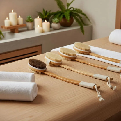 SPAFLOW – Foldable Bamboo Bath Brush for Massage & Scrubbing