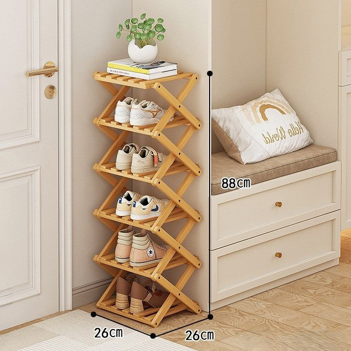 Bamboo Storage Rack | Shoe Storage Organizer with Foldable Design | Space-Saving Solution for Home
