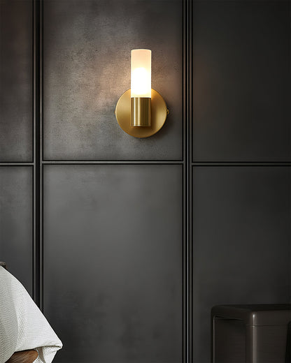 Indoor Wall Sconce Cylinder Frosted Glass Shade 3 Inch G9 Socket Hardwired Fixture Bathroom Hallway Bedroom Accent Lighting Gold Metal Frame