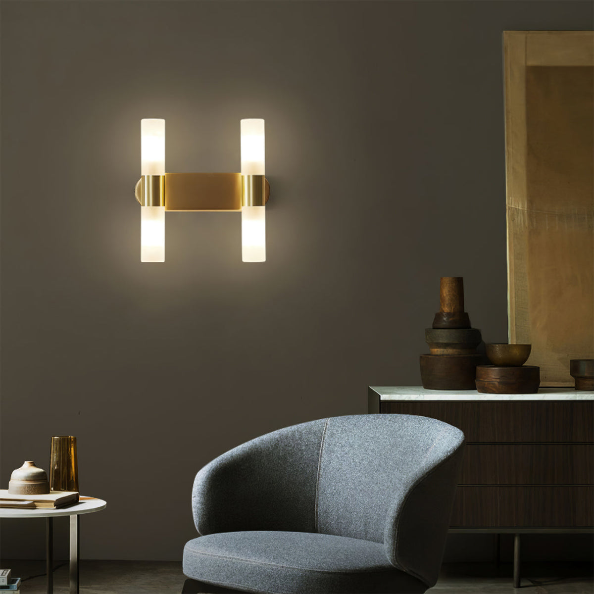Applique murale moderne avec éclairage LED basse consommation pour chambre, couloir et salon | Luminaire d'intérieur classique en métal et verre