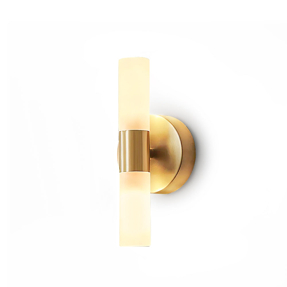 Indoor Wall Sconce Cylinder Frosted Glass Shade 3 Inch G9 Socket Hardwired Fixture Bathroom Hallway Bedroom Accent Lighting Gold Metal Frame