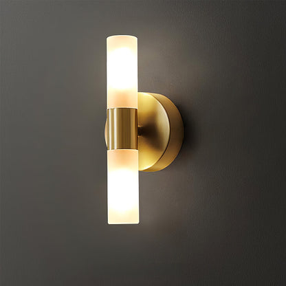 Indoor Wall Sconce Cylinder Frosted Glass Shade 3 Inch G9 Socket Hardwired Fixture Bathroom Hallway Bedroom Accent Lighting Gold Metal Frame