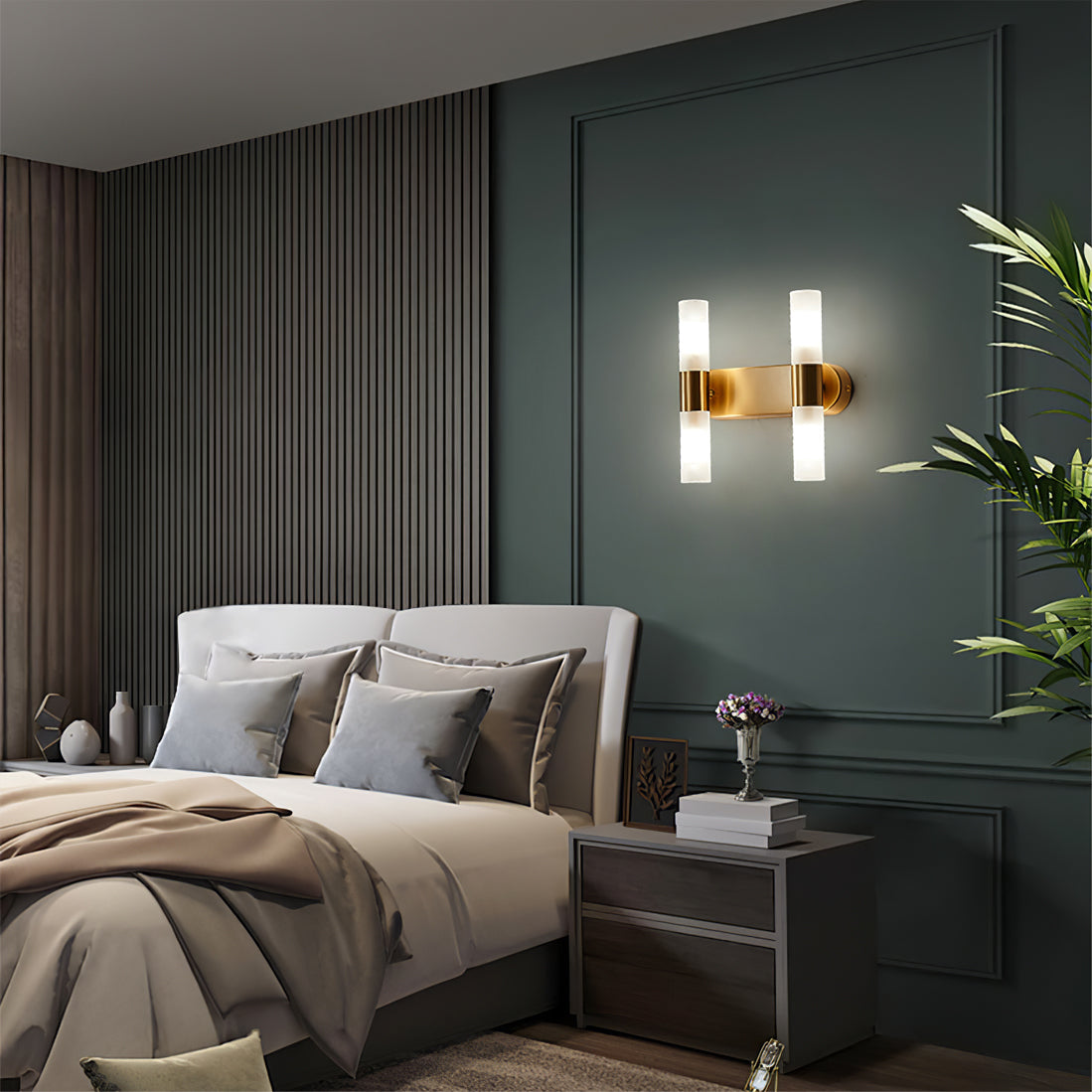 Applique murale moderne avec éclairage LED basse consommation pour chambre, couloir et salon | Luminaire d'intérieur classique en métal et verre