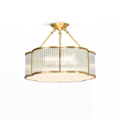 Brass Glass Flush Mount Ceiling Light 20 Inch Quatrefoil Design for Bedroom Living Room Dining Room Indoor Lighting Fixture