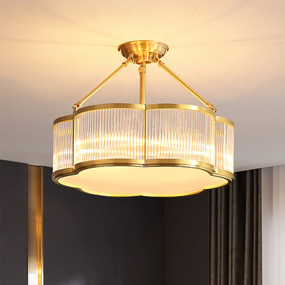 Brass Glass Flush Mount Ceiling Light 20 Inch Quatrefoil Design for Bedroom Living Room Dining Room Indoor Lighting Fixture