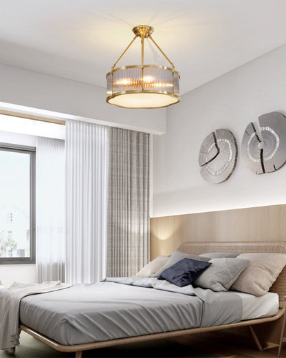 Brass Glass Flush Mount Ceiling Light 20 Inch Quatrefoil Design for Bedroom Living Room Dining Room Indoor Lighting Fixture
