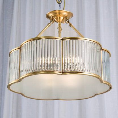 Brass Glass Flush Mount Ceiling Light 20 Inch Quatrefoil Design for Bedroom Living Room Dining Room Indoor Lighting Fixture