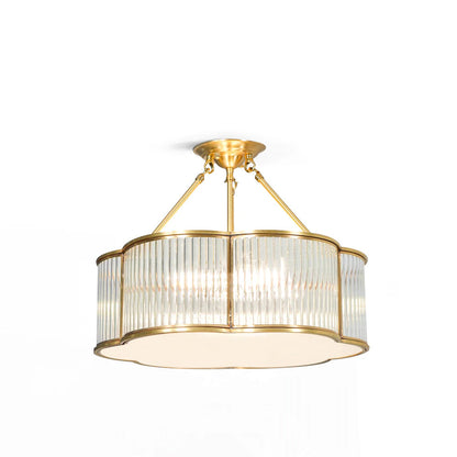 Brass Glass Flush Mount Ceiling Light 20 Inch Quatrefoil Design for Bedroom Living Room Dining Room Indoor Lighting Fixture