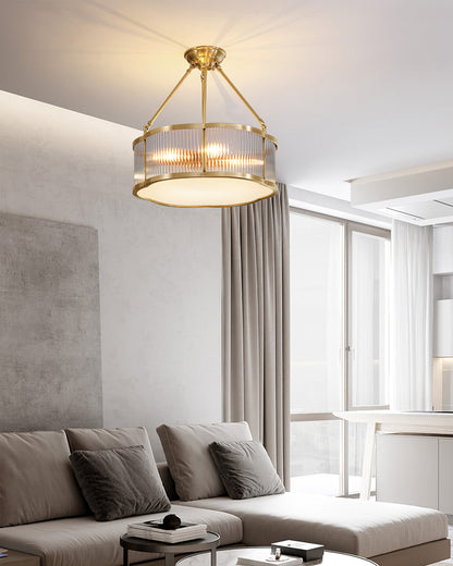 Brass Glass Flush Mount Ceiling Light 20 Inch Quatrefoil Design for Bedroom Living Room Dining Room Indoor Lighting Fixture