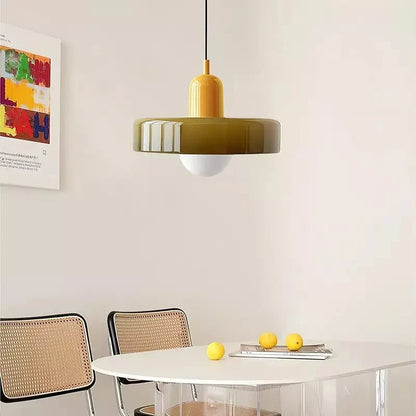 Art Glass Dome Pendant Light Fixture with Adjustable Cord for Kitchen Island Dining Room Bedroom | Modern Round Ceiling Hanging Lamp