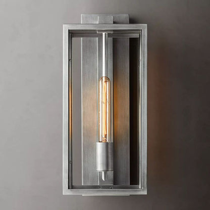 Glass & Steel Frame Wall Light Fixture with LED Bulb for Entryway, Bedroom & Hallway