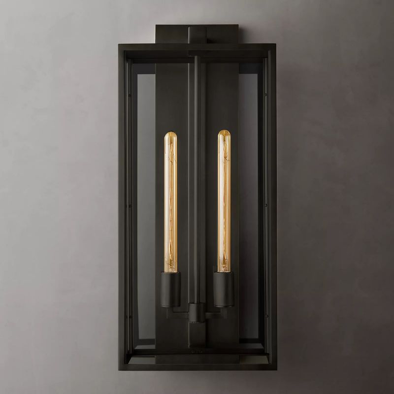 Glass & Steel Frame Wall Light Fixture with LED Bulb for Entryway, Bedroom & Hallway
