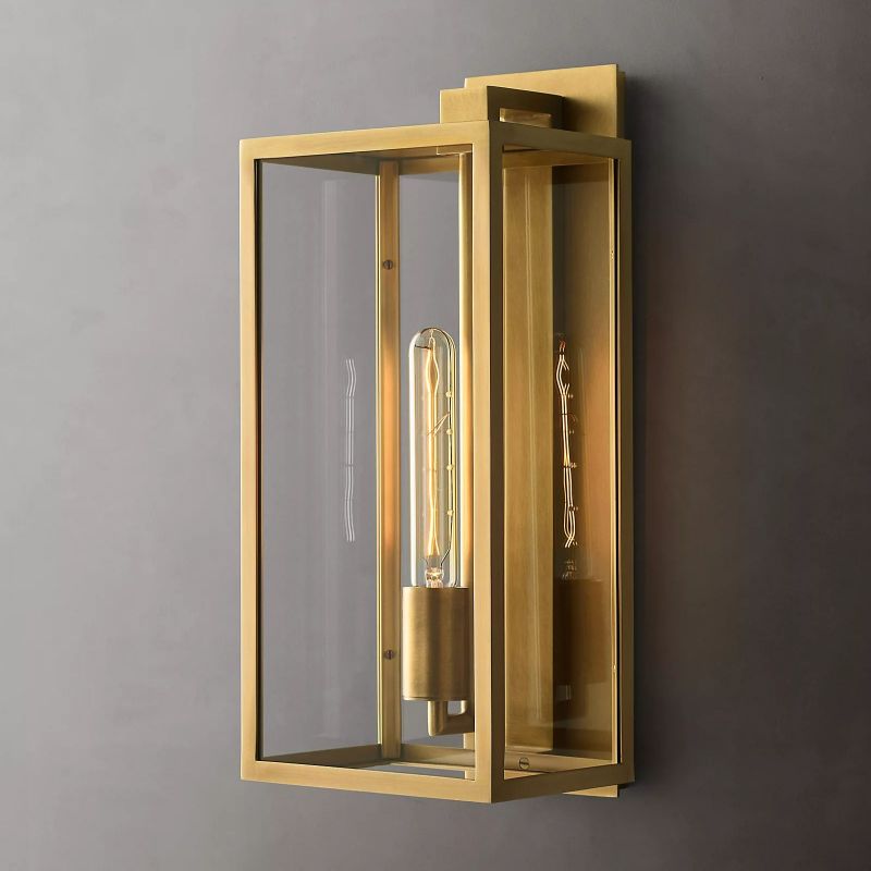 Glass & Steel Frame Wall Light Fixture with LED Bulb for Entryway, Bedroom & Hallway