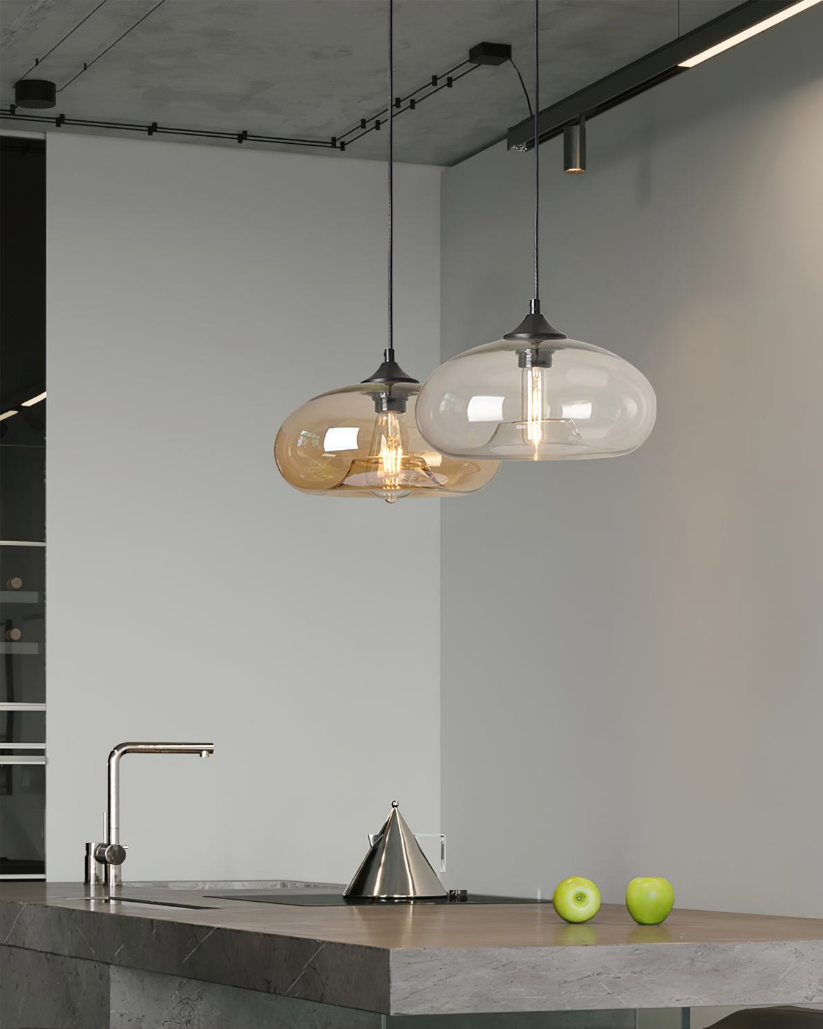 Transparent Glass Drop Fixture 11 Inch E26 E27 Socket Overhead Lighting for Kitchen Island Dining Table Breakfast Nook Entryway Foyer