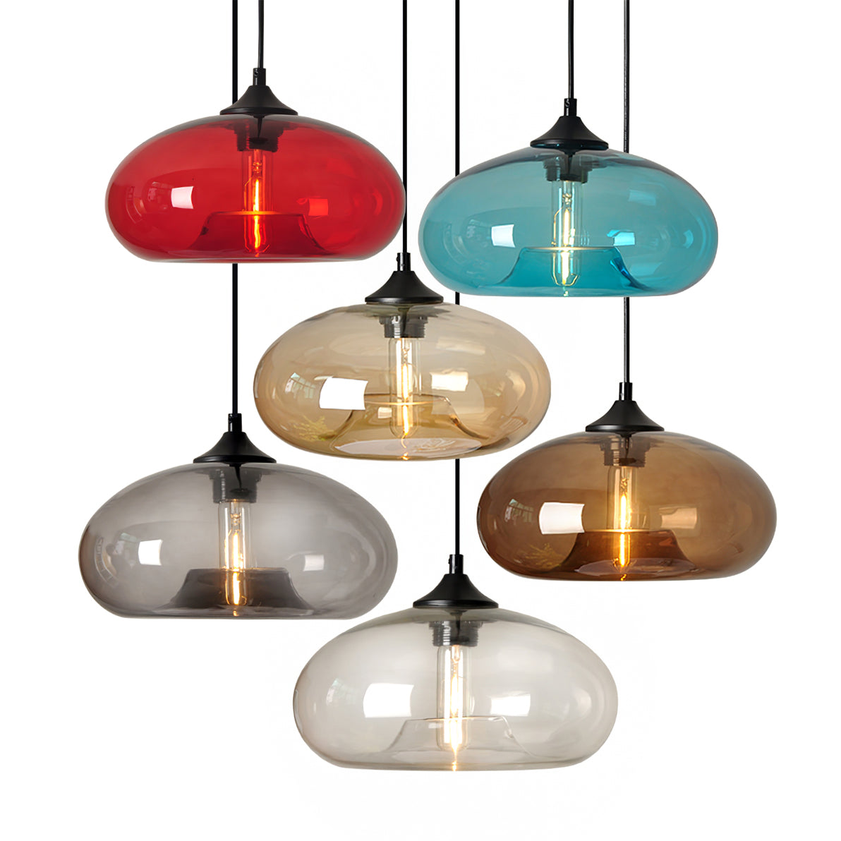 Transparent Glass Drop Fixture 11 Inch E26 E27 Socket Overhead Lighting for Kitchen Island Dining Table Breakfast Nook Entryway Foyer