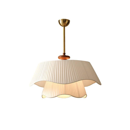 Layered Fabric Drum Pendant Light 10 in Dining Room Farmhouse Style Ceiling Fixture Bedroom Kitchen Island Wood Accent Hanging Lamp E26 Sock