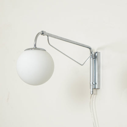 Swing Arm Wall Sconce Chrome Metal Adjustable Reading Light E26 LED Bedroom Bedside Task Lighting for Home Office Study