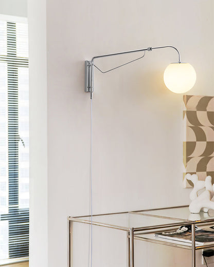 Swing Arm Wall Sconce Chrome Metal Adjustable Reading Light E26 LED Bedroom Bedside Task Lighting for Home Office Study
