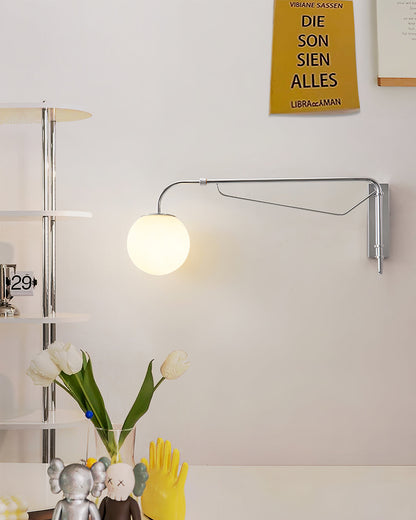 Swing Arm Wall Sconce Chrome Metal Adjustable Reading Light E26 LED Bedroom Bedside Task Lighting for Home Office Study