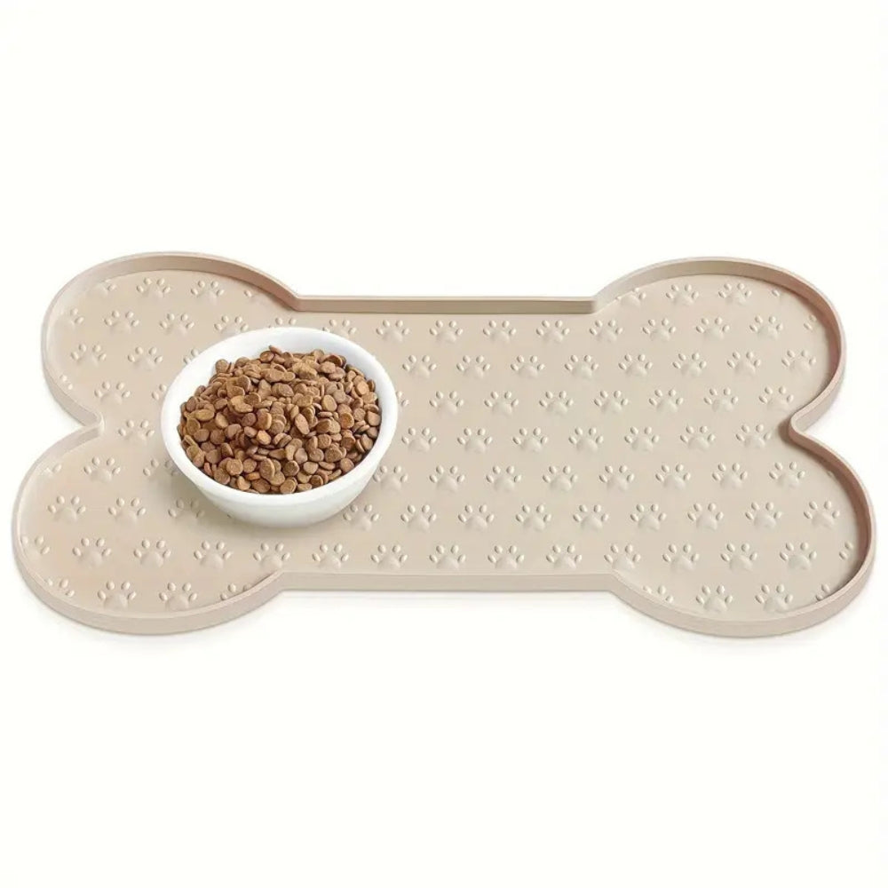 Benson Dog Food Mat - Waterproof Silicone, Non-Slip Bone Shape