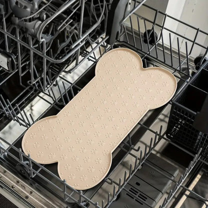 Benson Dog Food Mat - Waterproof Silicone, Non-Slip Bone Shape