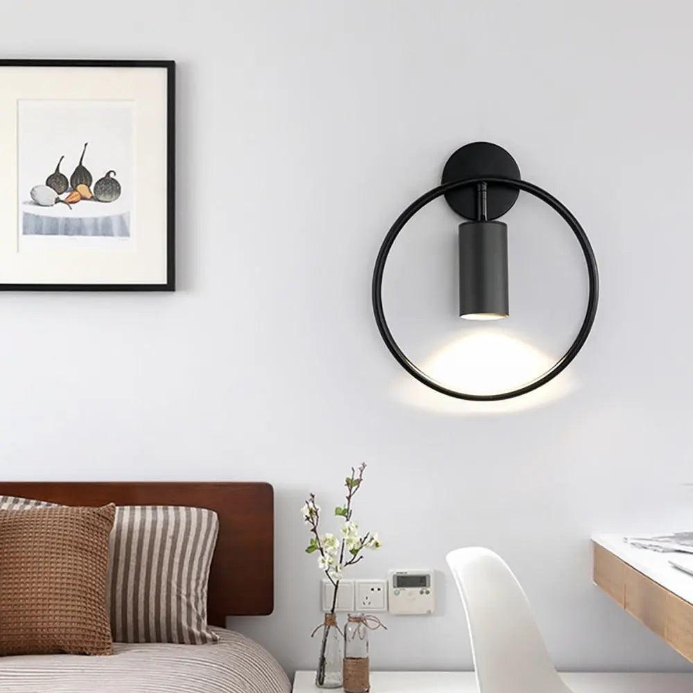 Curved Metal Wall Sconce Light with Linear Arm Design | Modern Lighting for Bedroom Living Room Hallway | Available in Black Gold & Black-Go