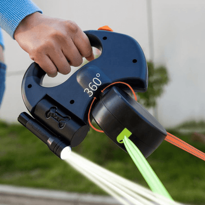 Dual Retractable Dog Leash with LED Flashlight for Walking Two Pets Simultaneously