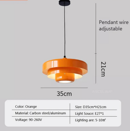 Mid-Century Dome Pendant Light Orange Green White 1-Bulb Hanging Fixture Kitchen Island Dining Room Living Room Modern Retro Ceiling Lamp