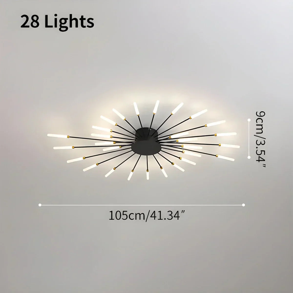 Luminaire plafonnier en métal à bras multiples avec télécommande, intensité réglable, 20 à 42 ampoules, pour espaces ouverts, salons et salles à manger contemporains