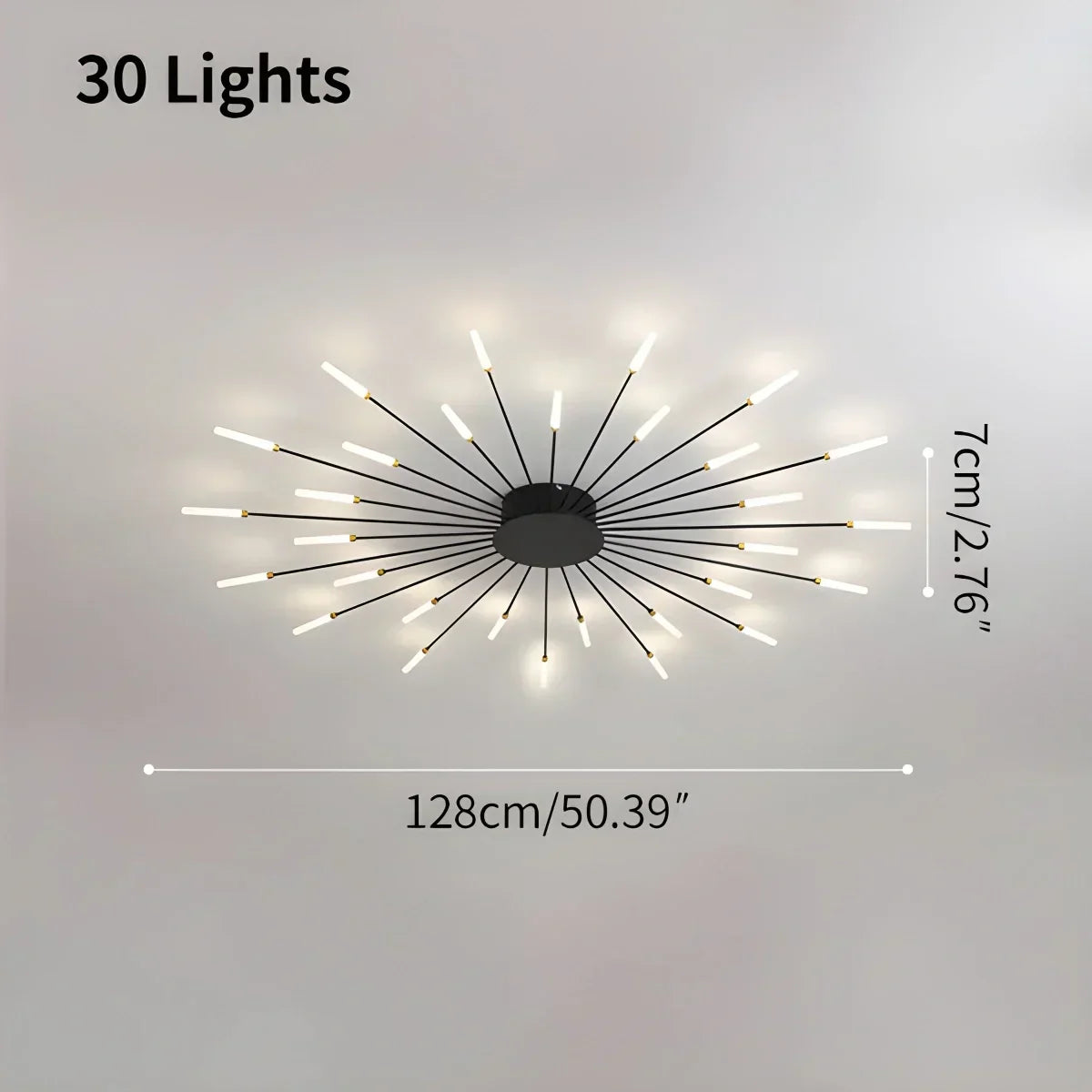 Luminaire plafonnier en métal à bras multiples avec télécommande, intensité réglable, 20 à 42 ampoules, pour espaces ouverts, salons et salles à manger contemporains