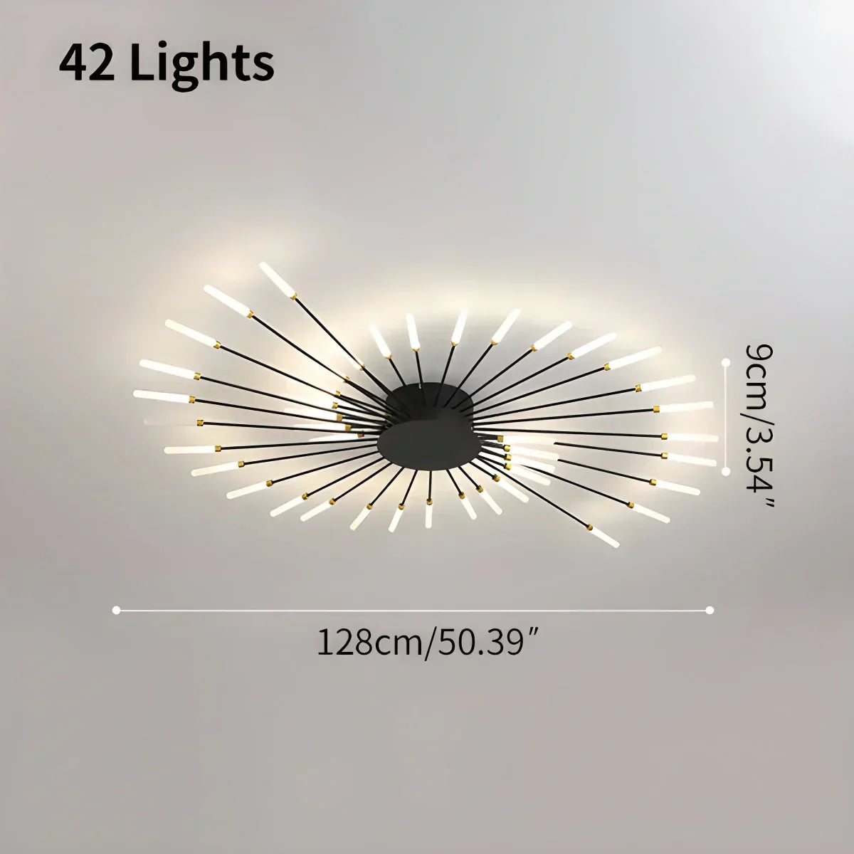 Luminaire plafonnier en métal à bras multiples avec télécommande, intensité réglable, 20 à 42 ampoules, pour espaces ouverts, salons et salles à manger contemporains