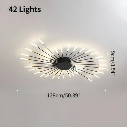 Luminaire plafonnier en métal à bras multiples avec télécommande, intensité réglable, 20 à 42 ampoules, pour espaces ouverts, salons et salles à manger contemporains