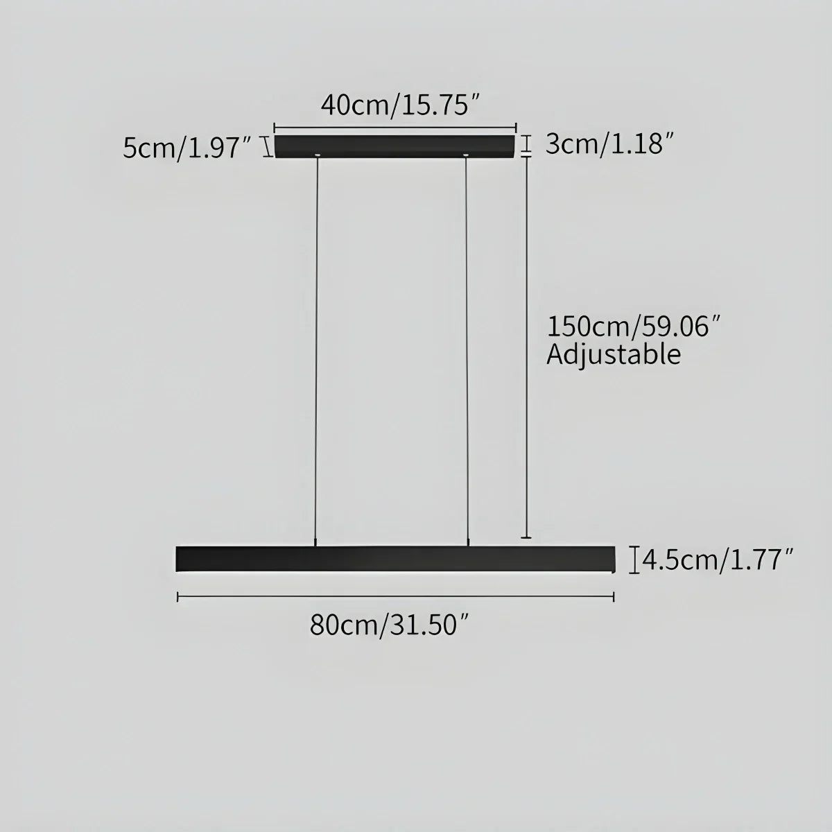 Linear LED Ceiling Fixture Black Aluminum Hanging Light for Dining Room Kitchen Island Office Desk Modern Minimalist Suspended Lamp Adjustab