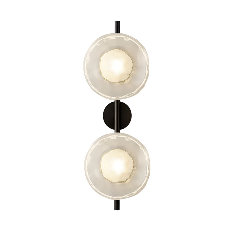 Modern Glass Sconce Light for Bedroom Hallway | Textured LED Wall Fixture Black or Gold Finish | Indoor Ambient Lighting