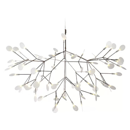 Branching LED Chandelier with Acrylic Petals Black Finish 20W Integrated Light Dimmable Remote Option Modern Statement Fixture Indoor Living