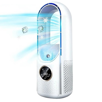 Whisper-Quiet Bladeless Personal Air Cooler for Desk and Bedroom, Portable Compact Desktop Fan with Multiple Speed Settings, Energy-Efficien