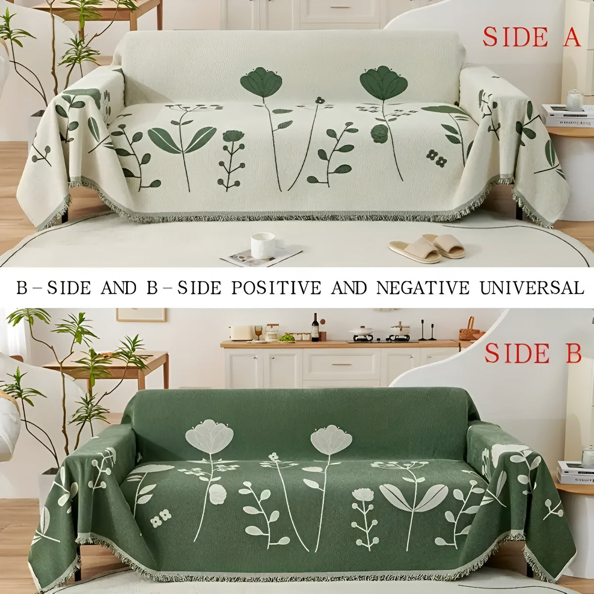 Blossom Sofa Cover - Reversible Microfiber,  Botanical Garden Throw