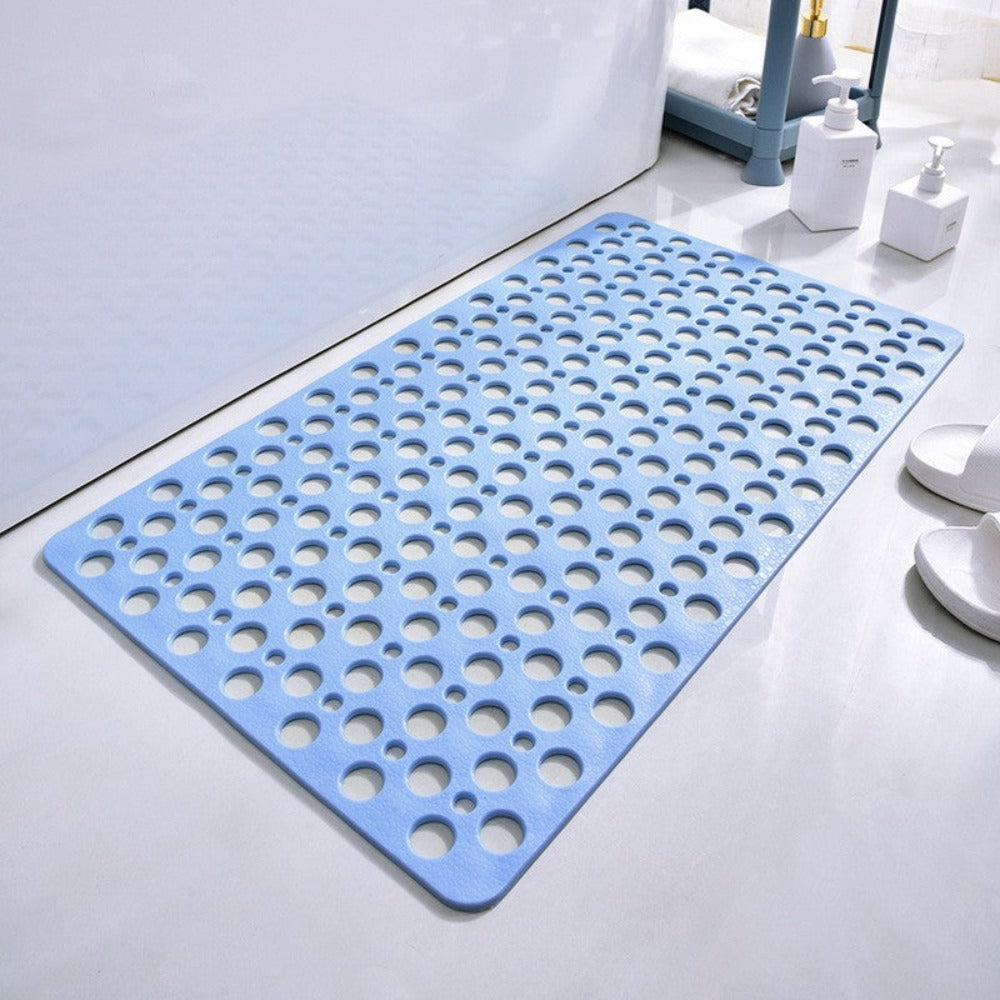 Anti-Slip Bathroom Mat with Drain Holes and Suction Cups for Shower Floor, Tub, Wet Surfaces | Quick Dry, Mildew Resistant TPE Safety