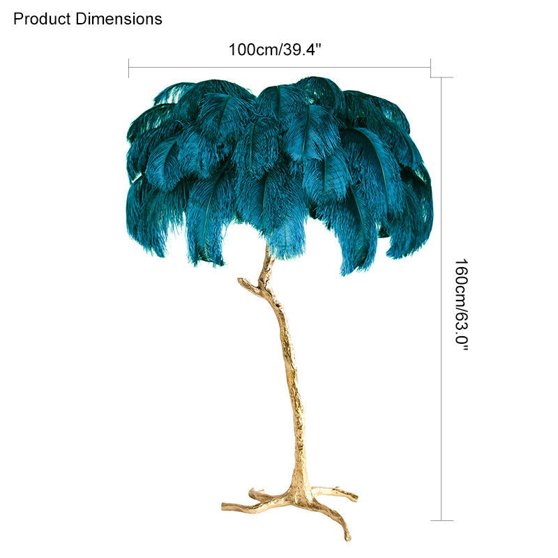 Tropical Feather Standing Lamp 63 in Tall Palm Tree Style Ambient Floor Light for Bedroom Living Room Decorative Accent Lighting