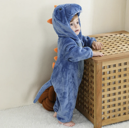 Costume une-pièce doux pour bébé en forme d’animal avec capuche – Tenue en polaire à fermeture éclair intégrale pour nourrissons et tout-petits – Maison, sorties et séances photo