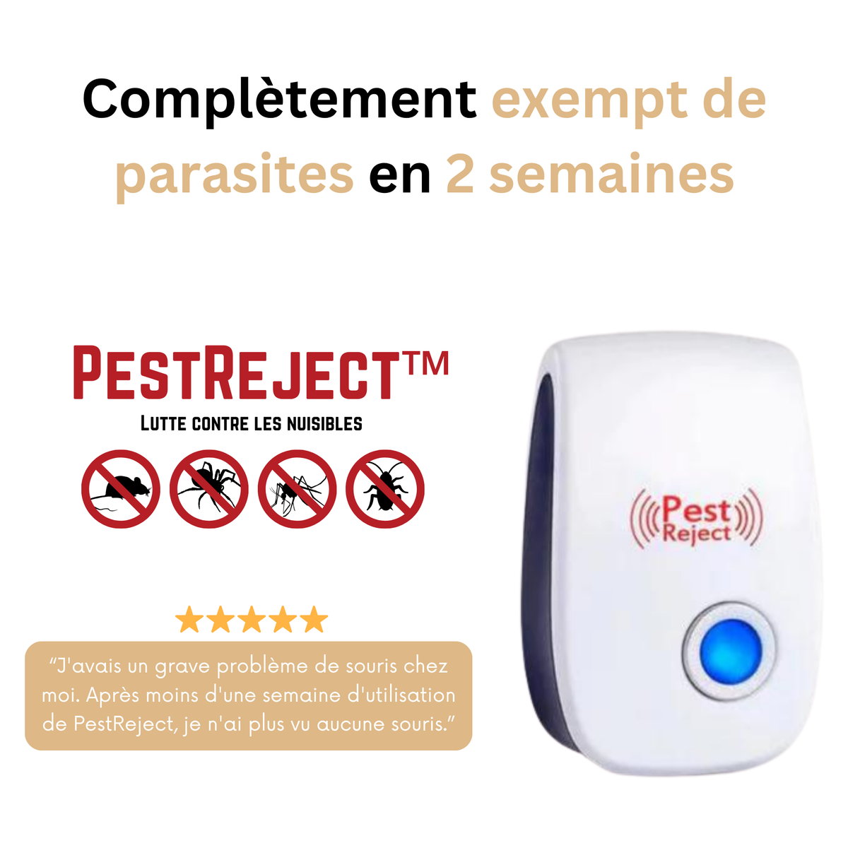 Répulsif antiparasitaire à ultrasons à brancher pour souris, rats, insectes et rongeurs, intérieur et extérieur, sans danger pour les enfants et les animaux domestiques, protection de la maison sans produits chimiques