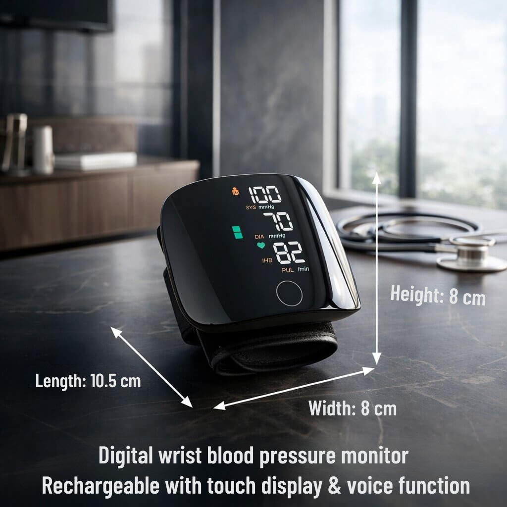 Tensiomètre au poignet | Écran tactile avec fonction vocale | Rechargeable