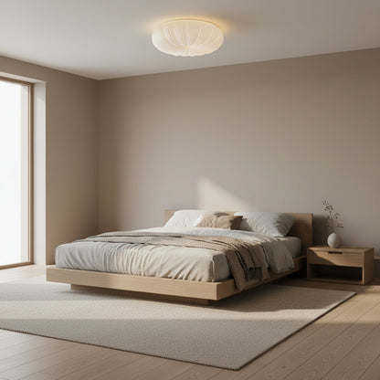 LED Flush Mount Ceiling Fixture White Acrylic 18 in Dimmable Remote Control for Bedroom Living Room Hallway Modern Low Profile Indoor Lighti